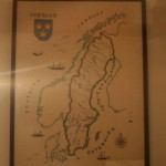 Karta över Sverige på pionär musséet i Norsewood