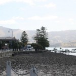 Kväll och ebb i Akaroa Nya Zeeland